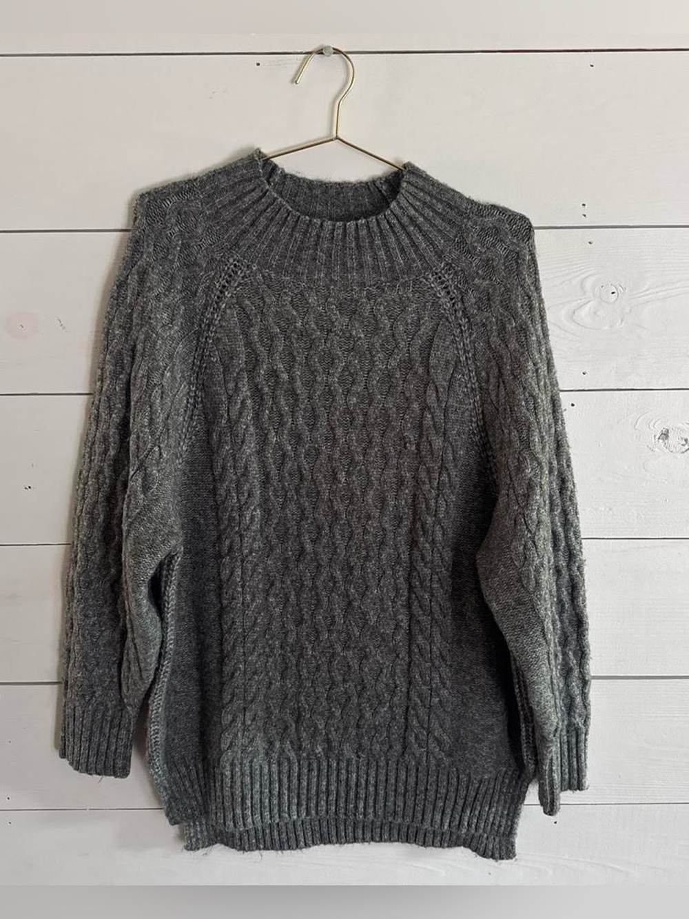 a new day Gray Cable Knit Crewneck Sweater